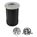 LUMINAIRE LED ENCASTRÉ AU SOL RD13 POUR TERRASSE ET ESCALIER - 3W - 12V DC - EXTÉRIEUR IP67 - 3000K