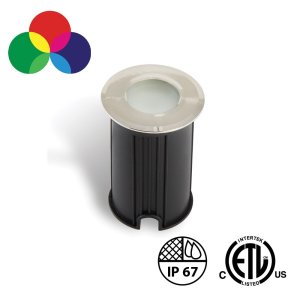 LUMINAIRE LED ENCASTRÉ DE SOL POUR TERRASSE OU MARCHES RD13 - 3W - 12V CC - EXTÉRIEUR IP67 - AVEC LENTILLE GIVRÉE - RGBW