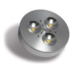 RD15 LED PUCK LIGHT 12V DC 3W - SURFACE/RECESSED MOUNT - BRUSHED CHROME - WARM WHITE 3000K