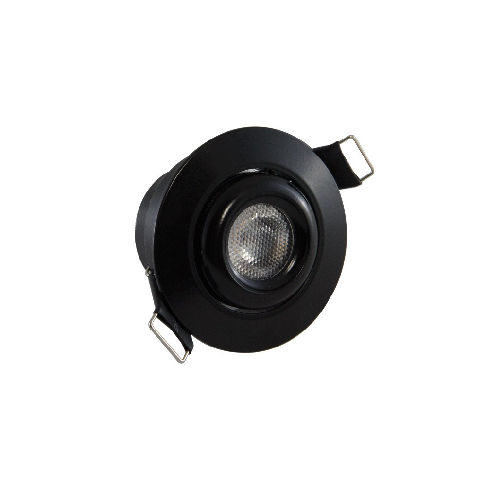 RD24, ENCASTRE ORIENTABLE GIMBAL 2", 12V, 3W, COLLERETTE NOIRE, GRADABLE, 3000K