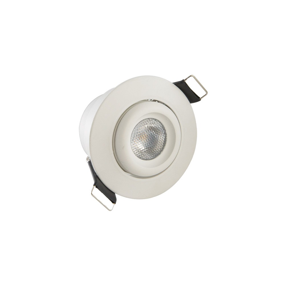 RD24, ENCASTRE ORIENTABLE GIMBAL 2", 12V, 3W, GARNITURE BLANCHE, GRADABLE, 3000K