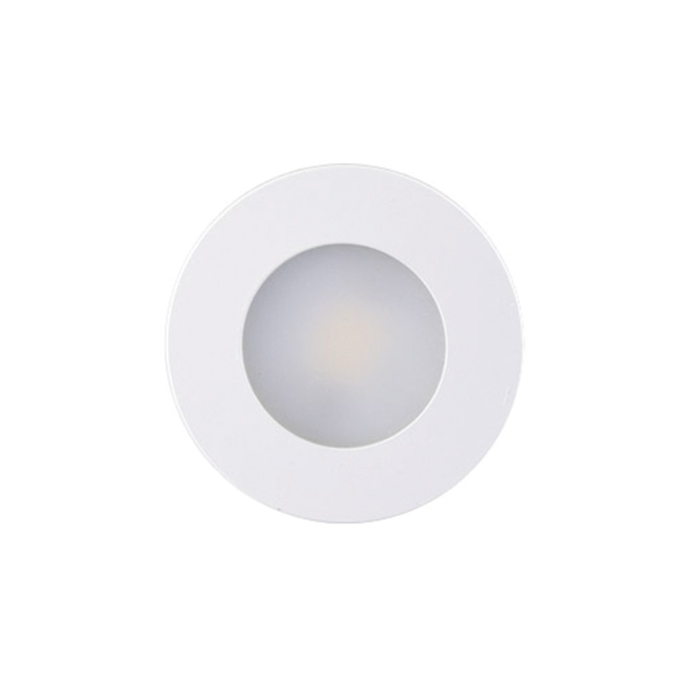 RD7 RECESSED LED CABINET LIGHT - 12V - 2W - WHITE TRIM - WARM WHITE 3000K - LS-RD7-WT-3K