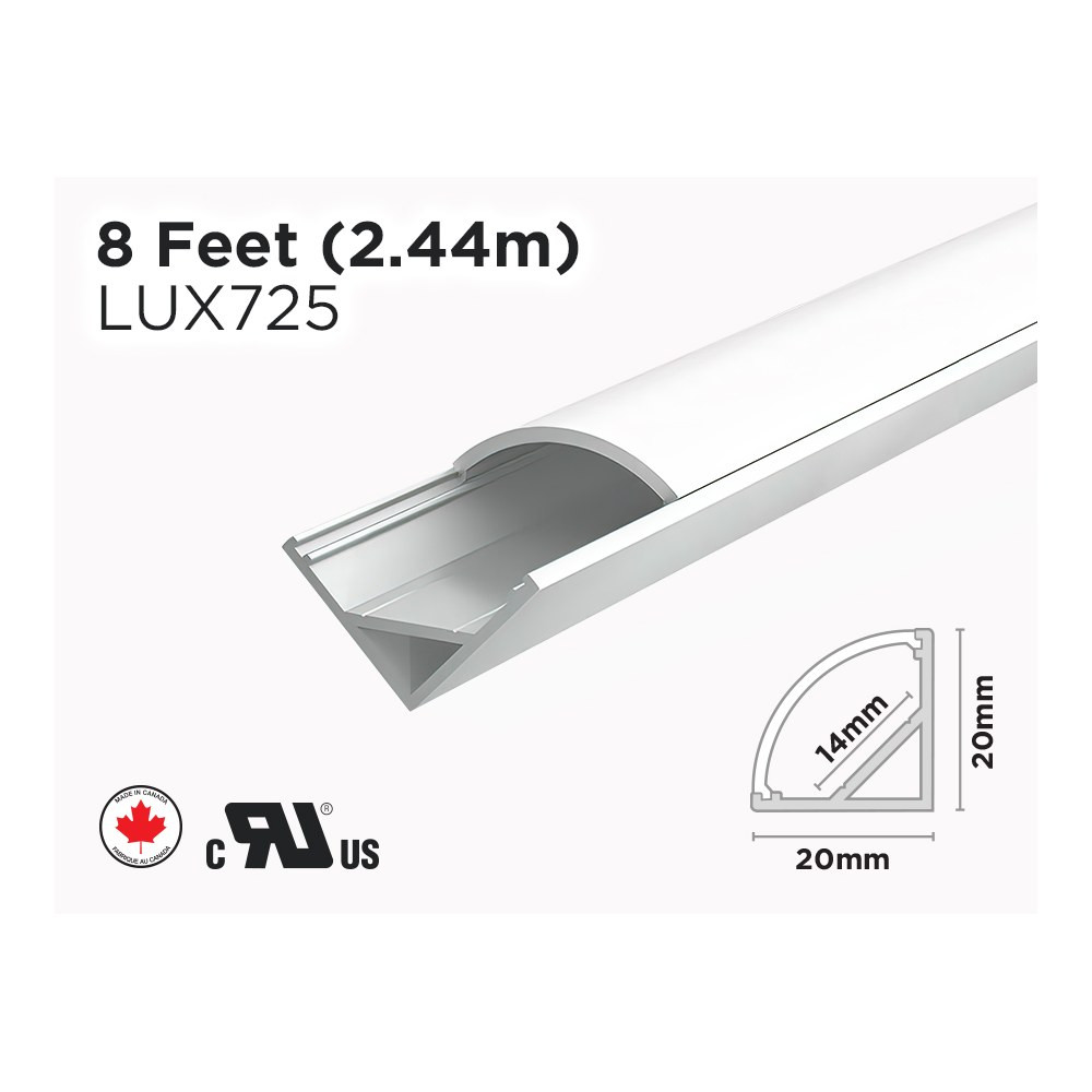 8 FEET INTERIOR AND EXTERIOR 45 DEGREE ALUMINUM PROFILE FOR LED STRIP (LUX725)