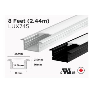 8 FEET RECESSED ALUMINUM U SHAPE PROFILE FOR LED STRIP (LUX745)