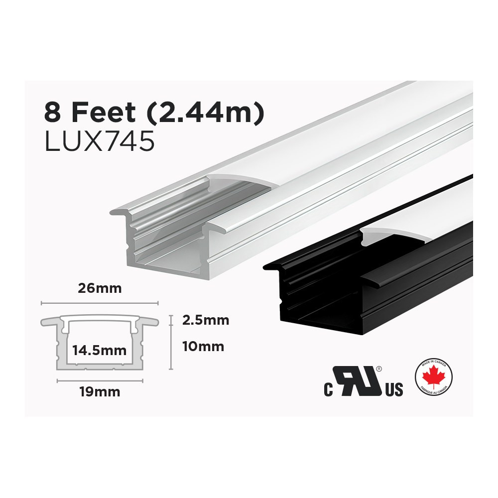 8 FEET RECESSED ALUMINUM U SHAPE PROFILE FOR LED STRIP (LUX745)