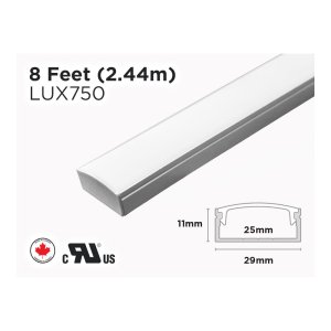 8 FEET - 1.1 INCH WIDE ALUMINUM U SHAPE PROFILE FOR LED STRIP (LUX750)