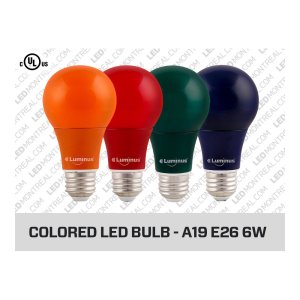 COLORED A19 6W LED BULB (AMBER - RED - GREEN AND BLUE)