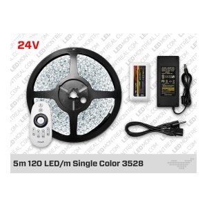 24V ENSEMBLE DE RUBAN LED UNICOLORE 5 ZONES RF 3528 120 LED/M