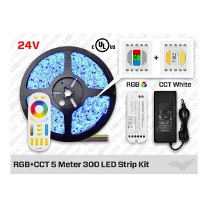 24V IP20 5M RF MULTI ZONE 5050 UL LISTED RGB+ADJUSTABLE WHITE 300 LED STRIP KIT