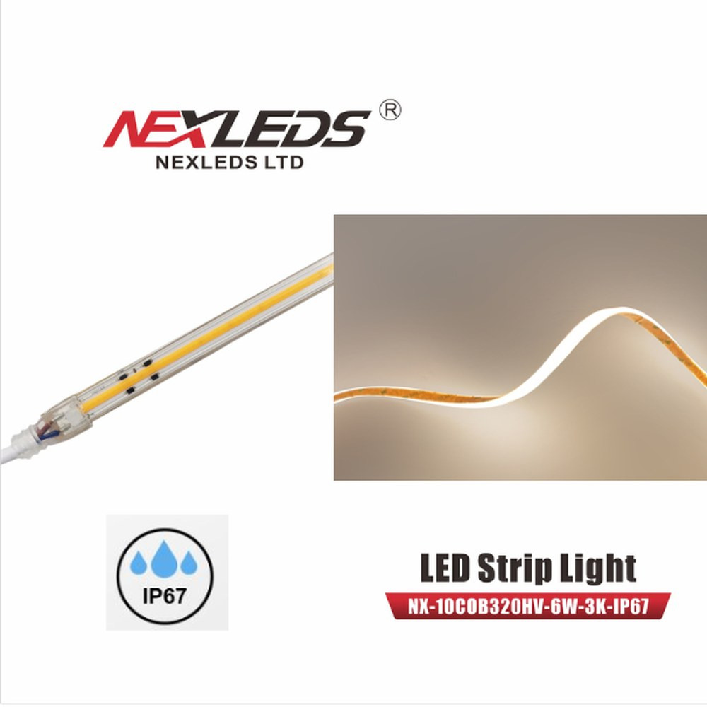 LED High Voltage 10MM COB TAPE LIGHT 320 chips/m IP67 [25 meter reel] TRIAC DIMMABLE