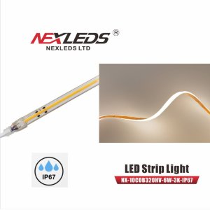 LED HIGH VOLTAGE 10MM COB TAPE LIGHT 320 CHIPS/M IP67 [25 METER REEL] TRIAC DIMMABLE (NX-12COB320HV-6W-5K-IP67)