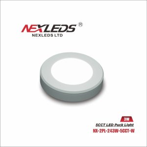 5CCT LED PUCK LIGHT [WHITE FINISH]
