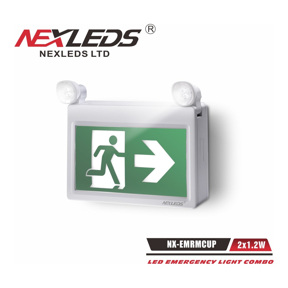 COMBINÉ EN PLASTIQUE AVEC (2) TÊTES LED 1.2W - 2 FILS 120-347V - AUTONOMIE 120 MINUTES