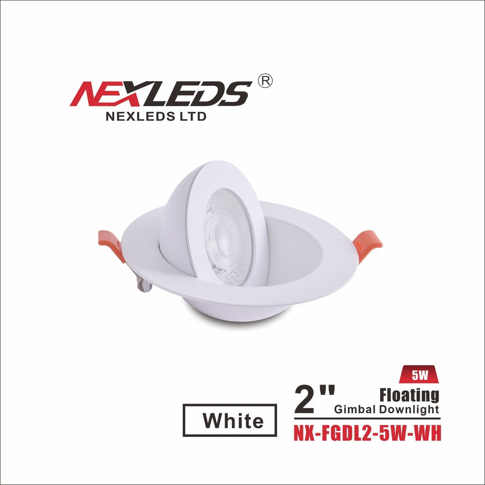 LUMINAIRE ENCASTRE GIMBAL FLOTTANT 2PO 5W GRADABLE EMPLACEMENT HUMIDE - NX-FGDL2-5W-WH
