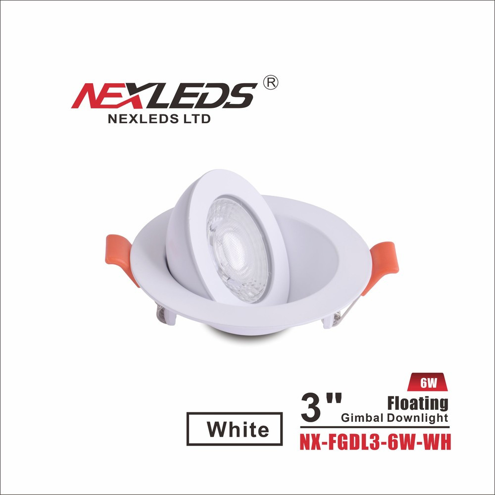 NX-FGDL3-6W-WH - 3" FLOATING GIMBAL 
DIMMABLE AND WET LOCATION