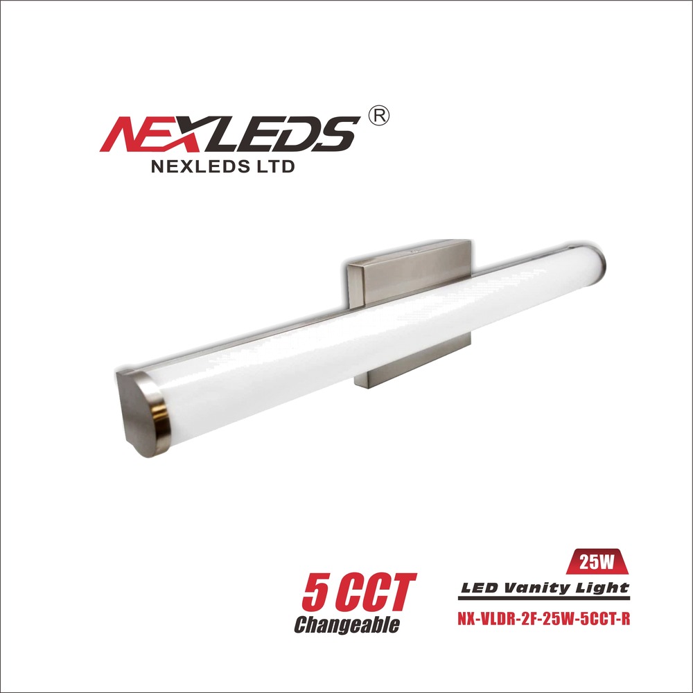 LED LONG CYLINDRICAL VANITY LIGHT BRUSHED NICKEL
