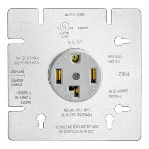 30 AMP OUTLET | 125-250V | 3 POLE 4-WIRE GROUND | NEMA 14-30R | WHITE | V2