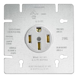 50 AMP OUTLET | 125-250V | 3 POLE 4-WIRE GROUND | NEMA 14-50R | WHITE | V2