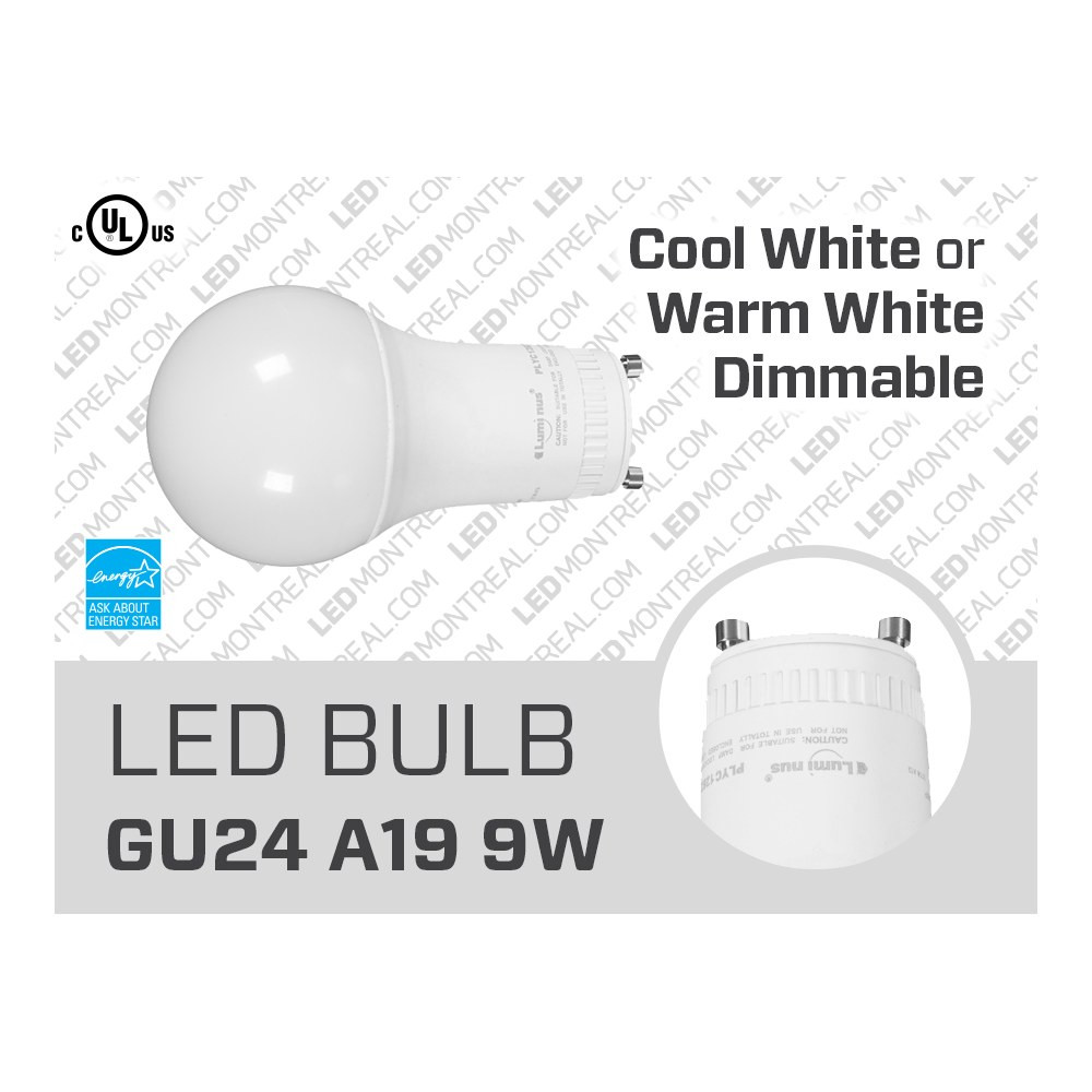 A19 2700K 9W DIMMABLE GU24 LED LIGHT BULB - PLYC1282