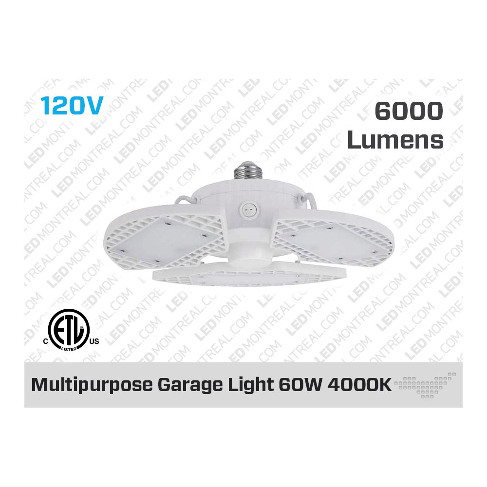 MULTIPURPOSE GARAGE LIGHT - 6000 LUMENS - 60W - 4000K (NATURAL WHITE)