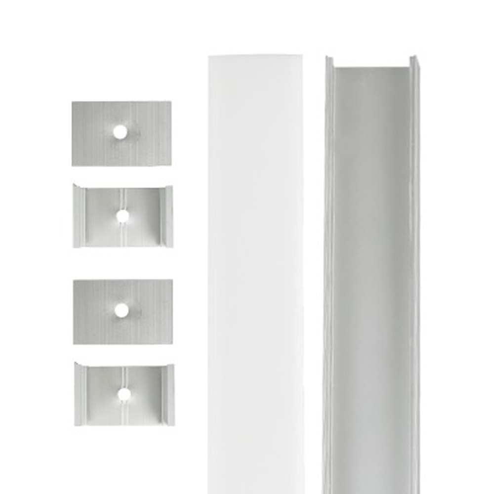 Aluminium Extrusion - Square-Wide - With Accessories - 8ft Kit - White