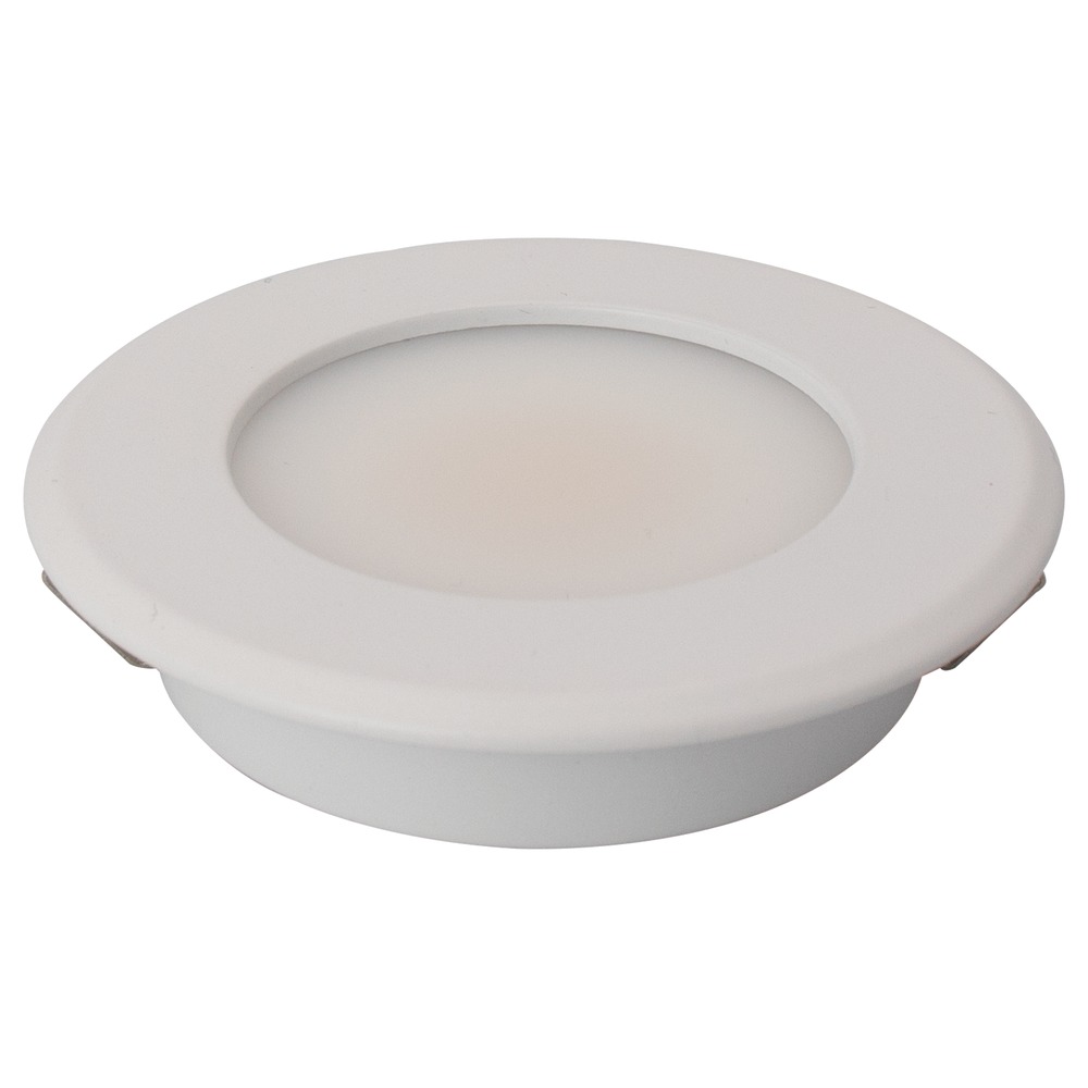LED PUCK LIGHT 1.5W - 120LUMENS - CRI 90+ - 12V DC - DIMMABLE - WHITE TRIM. FOR INDOOR USE ONLY. 3CCT-SELECTABLE.