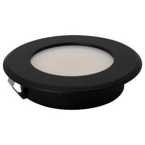 LED PUCK LIGHT 3W - 240LUMENS - CRI 90+ - 12V DC - DIMMABLE - BLACK TRIM. FOR INDOOR USE ONLY. 3CCT-SELECTABLE.