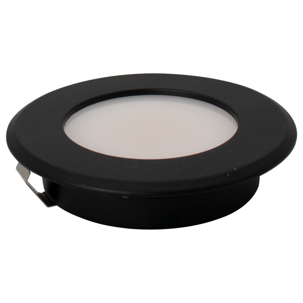 LUMIÈRE RONDELLE LED 3W - 240 LUMENS - IRC 90+ - 12V CC - GRADABLE - BORDURE NOIRE. USAGE INTÉRIEUR SEULEMENT. 3CCT