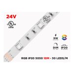 24V 10M IP20 RGB 5050 HIGH OUTPUT LED STRIP - 30 LEDS/M (STRIP ONLY)