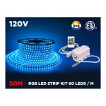 120V RGB LED STRIP KIT WITH IR CONTROLLER - 50 METERS