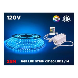 120V RGB LED STRIP KIT WITH IR CONTROLLER - 25 METER