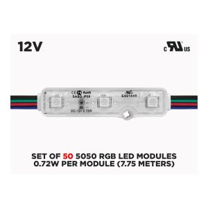 CURUS CERTIFIED SET OF 50 IP68 5050 RGB LED MODULES (0.72W PER MODULE)