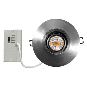 RIGID CHY2 - 4" DIA. BRUSHED NICKEL - GIMBAL MODULE & TRIM - 8W (700LM) - SELECTABLE 27-30-35-40-50K - TRIAC DIM - 120V - 40 DEG. FT6 CABLE 8