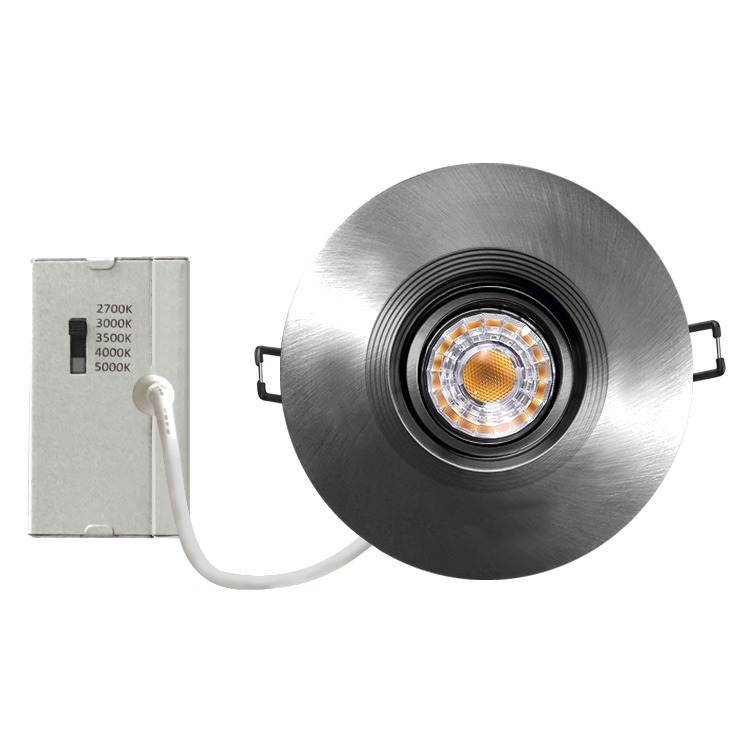 RIGID CHY2 - 4" DIA. NICKEL BROSSÉ - MODULE ORIENTABLE ET GARNITURE - 8W (700LM) - SÉLECTIONNABLE 27-30-35-40-50K - GRADATION TRIAC