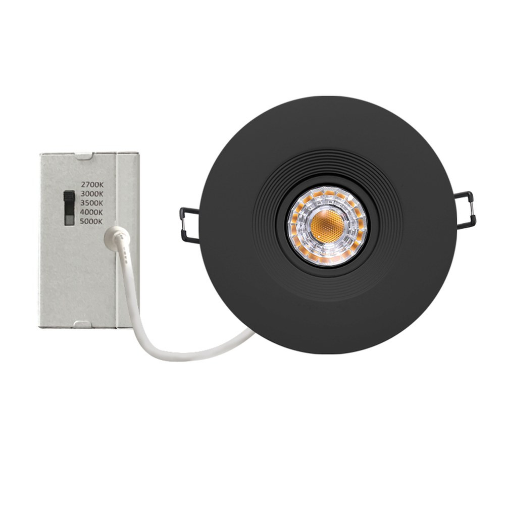 RIGID CHY2 DIAM. 4 PO NOIR - MODULE À CARDAN ET GARNITURE - 8W (700LM) - SÉLECTION DE 27-30-35-40-50K - GRADATION TRIAC - 120V - 40 DEGRÉS CÂBLE FT6
