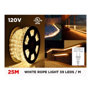 120V 25M IP65 2835 SINGLE COLOR ROPE LIGHT - 39 LEDS/M