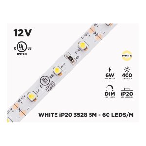 12V 5M IP20 3528 SINGLE COLOR LED STRIP - 60 LEDS/M (STRIP ONLY)
