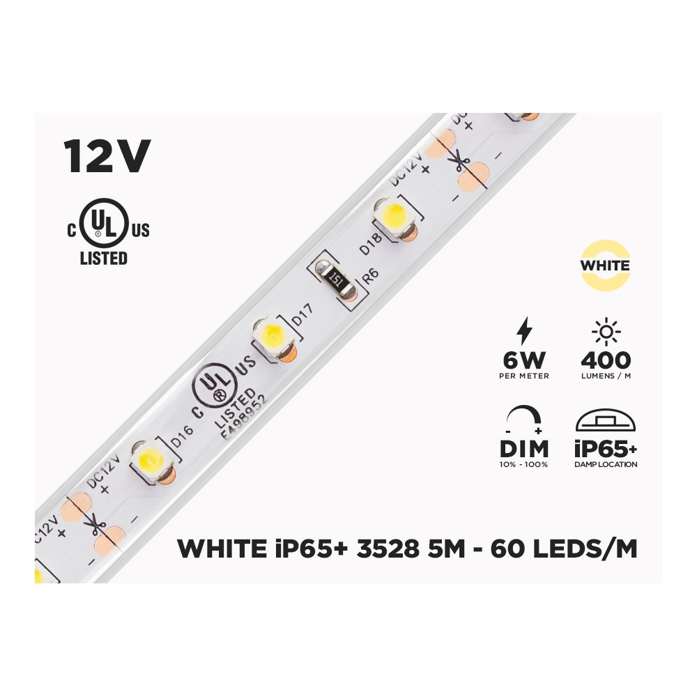 12V 5M IP65 3528 SINGLE COLOR LED STRIP - 60 LEDS/M (STRIP ONLY)