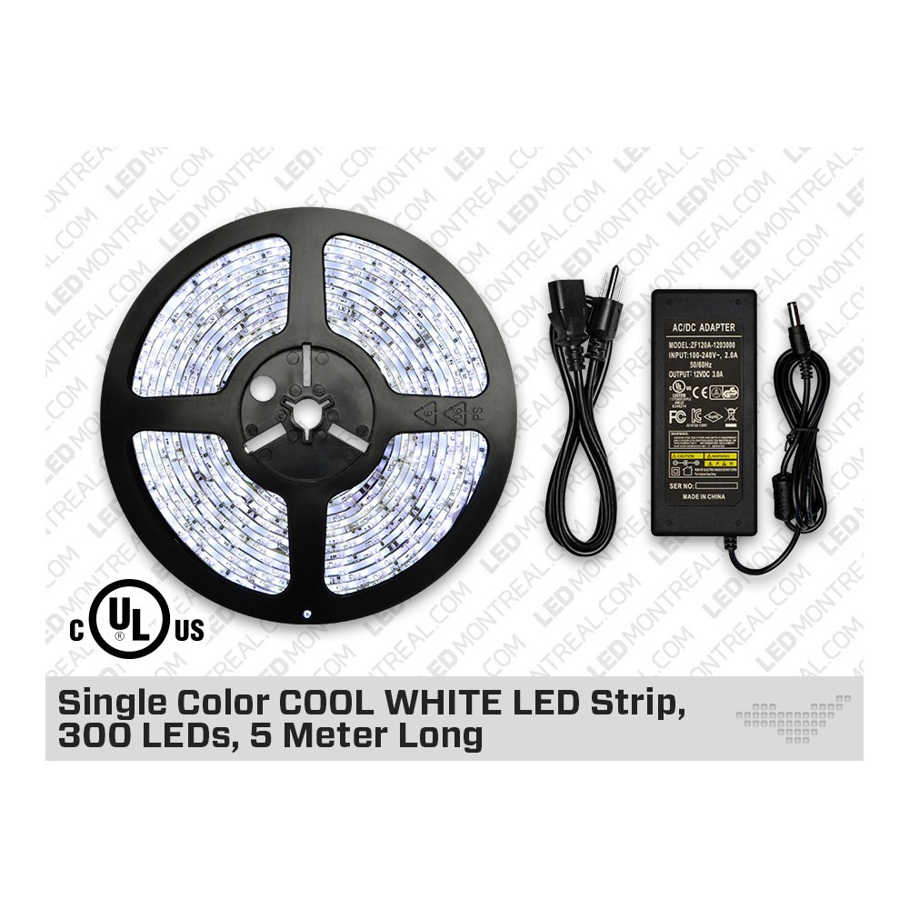 12V SINGLE COLOR COOL WHITE 3528 LED STRIP 300 LEDS 5 METER