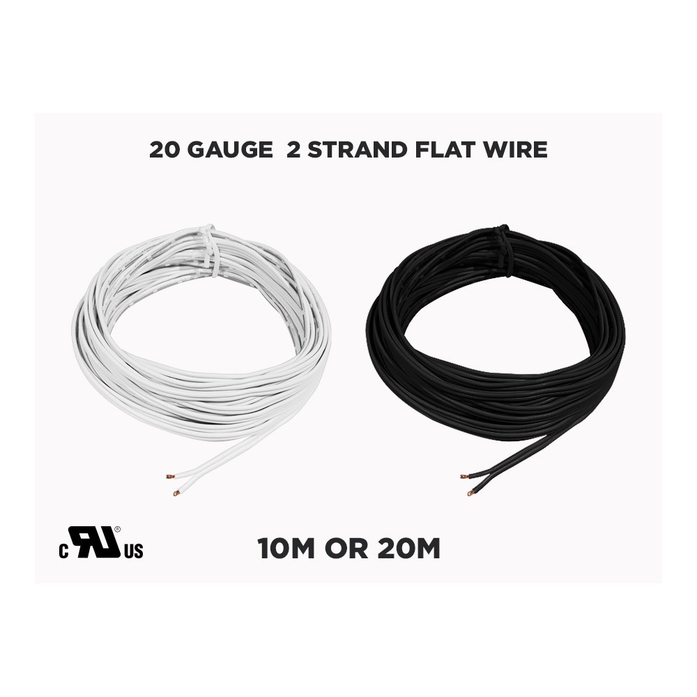 SINGLE COLOR 2 STRAND FLAT WIRE FOR LED STRIPS 20 GAUGE (10 TO 20 METERS)