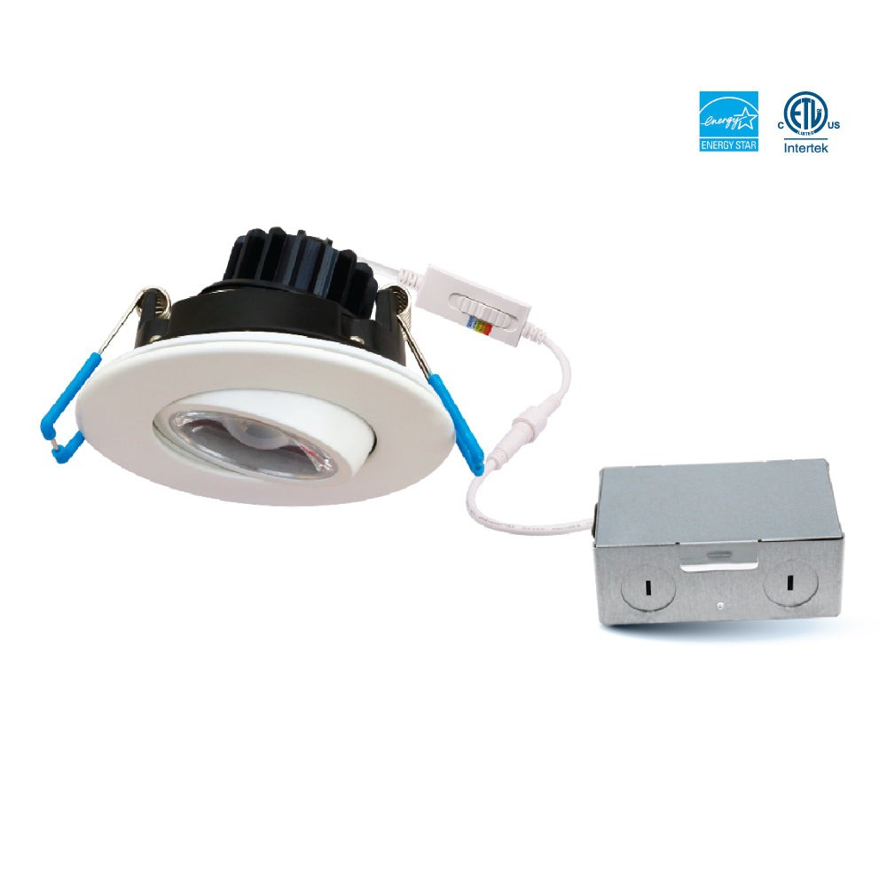 Luminaire LED encastré plat orientable designer 3" avec pilote inclus - 5CCT (2700K À 5000K) - 8W - 550LMN - Gradable - Garniture noire