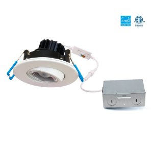 Luminaire LED encastré plat orientable designer 3" avec pilote inclus - 5CCT (2700K À 5000K) - 8W - 550LMN - Gradable - Garniture blanche