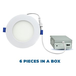 4" SLIM DISC LED FIXTURE. 5CCT (2700/3000/3500/4000/5000K) , 10WATTS, 900LMN, CRI 90, FT6 CABLE, ENERGY STAR RATED, WHITE TRIM, COMES IN 6PCS MODULE + 6PCS DRIVER IN BO