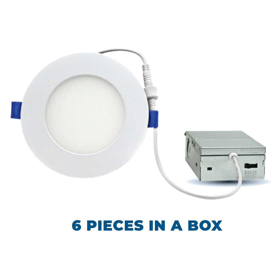 4" SLIM DISC LED FIXTURE. 5CCT (2700/3000/3500/4000/5000K) , 10WATTS, 900LMN, CRI 90, FT6 CABLE, ENERGY STAR RATED, WHITE TRIM, COMES IN 6PCS MODULE + 6PCS DRIVER IN BO