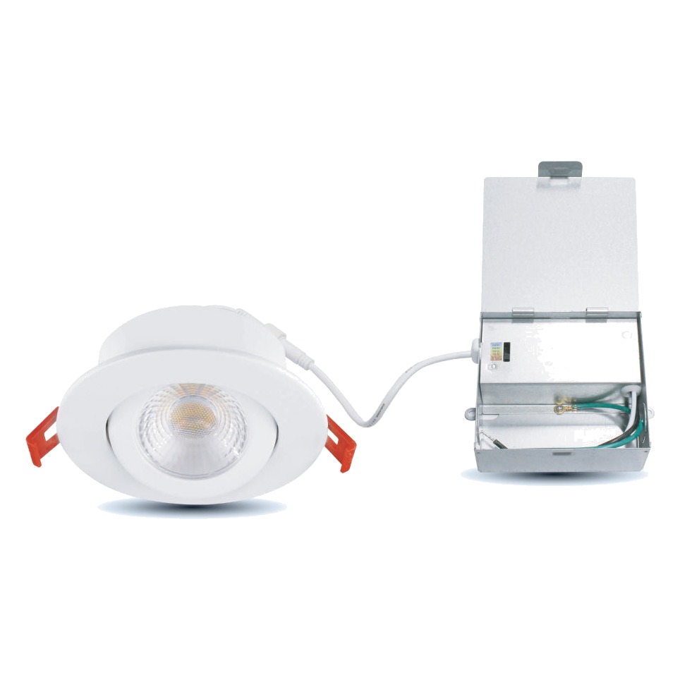 4" DESIGNER GIMBAL LED FIXTURE WITH DRIVER INCLUDED - 5CCT (2700K TO 5000K) - 9W - 700LMN - DIMMABLE - WHITE TRIM