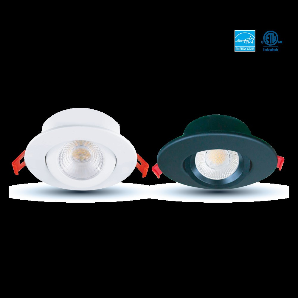 Luminaire LED encastré orientable designer 4" avec pilote inclus - 5CCT (2700K À 5000K) - 9W - 700LMN - Gradable - Garniture blanche