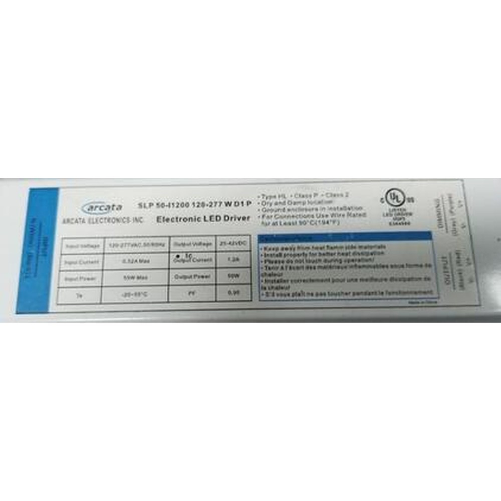 LED Driver Arcata 120-277VAC 27-42VDC 62W Max 1.20A Dimmable 1-10VDC UL Dry and Damp