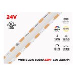 SOB10 - 24V 2.5M IP20 2216-SOB SINGLE COLOR LED STRIP - 320 LEDS/M (STRIP ONLY)