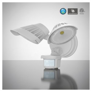 SECURITY LIGHT - TWO HEAD WITH SENSOR - 5CCT (2700K - 1000K - 1000K - 1000K - 1500K) 120V - 25W - 2500 LUMENS - 120° (SSL-A2-5CCT-BK)