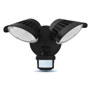 SECURITY LIGHT - TWO HEAD WITH SENSOR - 5CCT (2700K - 3000K - 4000K - 5000K - 6500K) 120V - 25W - 2500 LUMENS - 120° (SSL-A2-5CCT-BK)